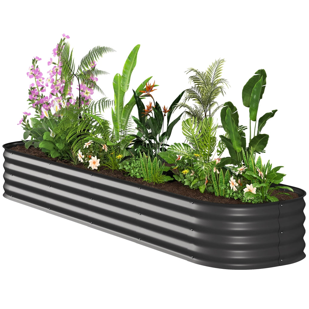 Jardiniere da giardino modulare ¨C zephmum ¨C 240x62x30 cm grigio scuro in acciaio galvanizzato