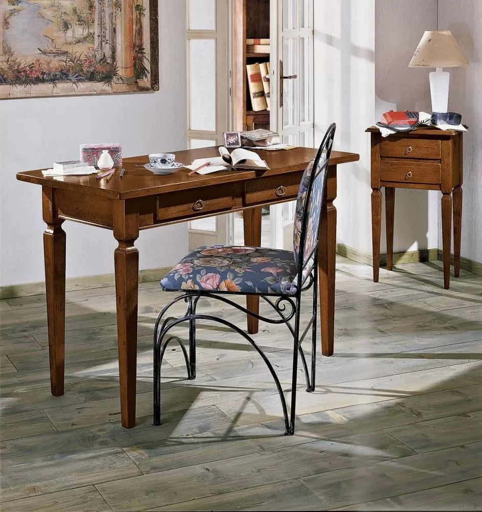 Scrivania 2 cassetti in legno massello grezzo l.120 p.58 h.79 (549) - Mobili 2G