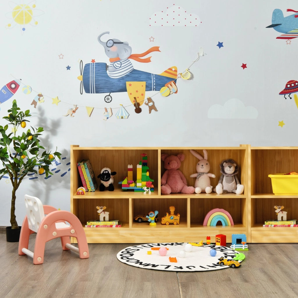 Libreria a 5 cubi per bambini e organizer giocattoli-Scaffale legno con 5 scompartimenti per stanza Noce