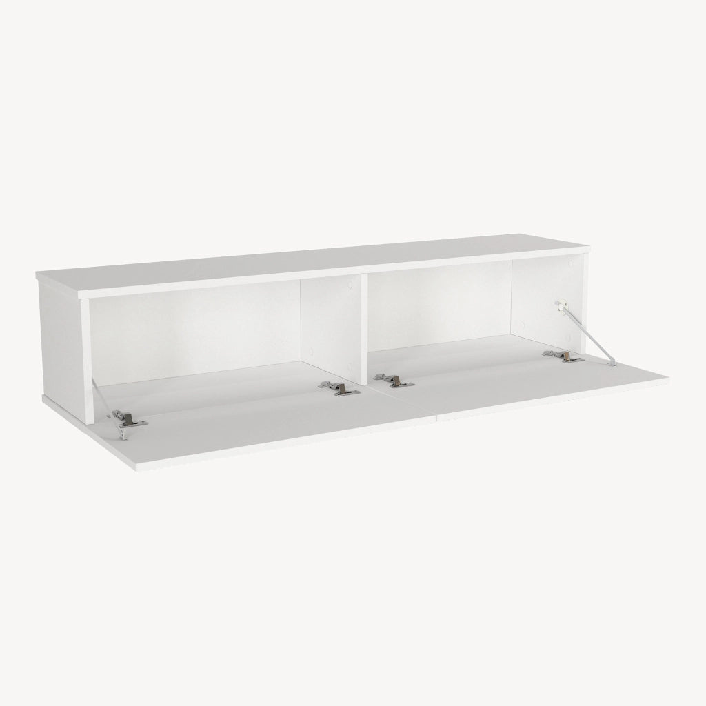 Mobile Porta TV da Parete Verpsboga con 2 Ante Decorative 135 x 32 x 30 cm - Bianco [en.casa]