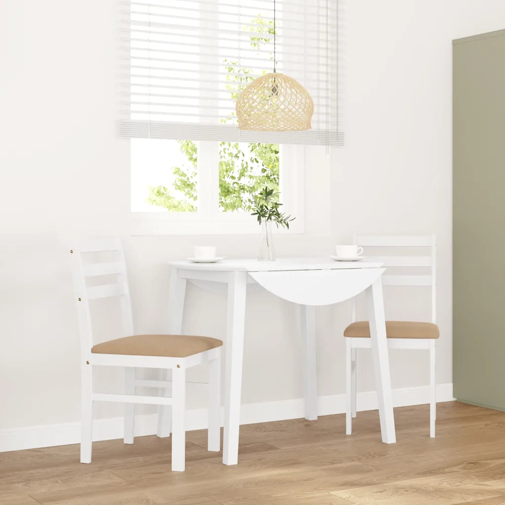 Sedie da Pranzo con Cuscini 2 pz | Sedie da cucina Bianco Legno Massello di Hevea