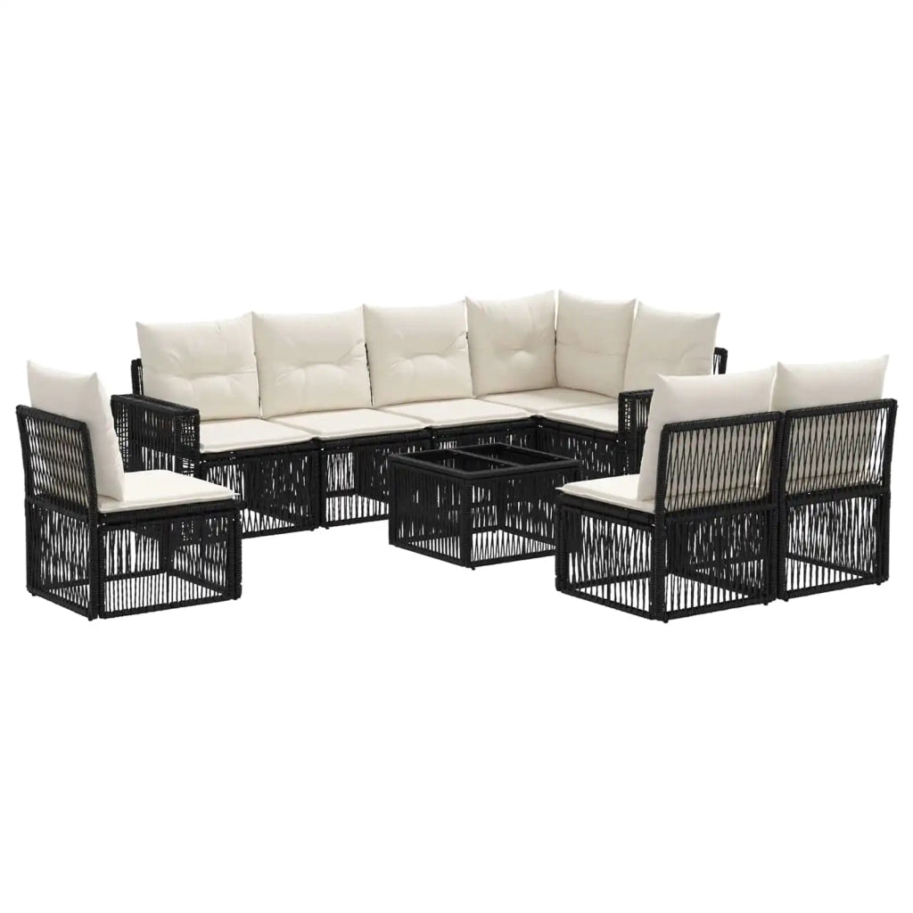 Set Divano da Giardino 9 pcs Nero e Bianco Crema polyrattan 3435142