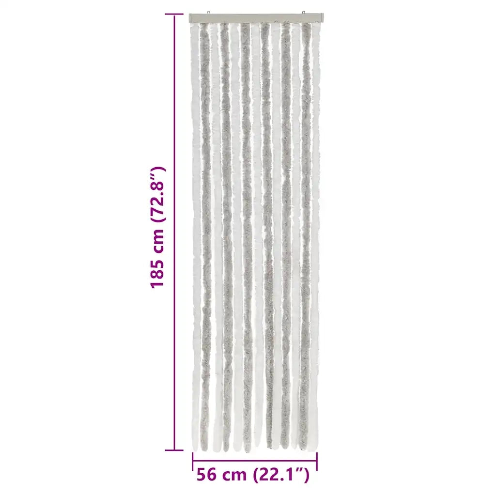 Tenda Antimosche Grigio Chiaro e Bianco 56x185 cm in Ciniglia CFW5932603