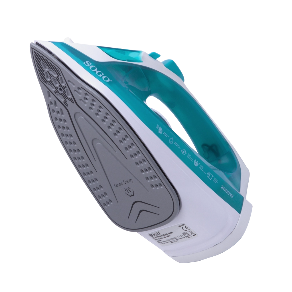Ferro da stiro a vapore elettrico 2000W, serbatoio 220ml, piastra ceramica, vapore verticale stiratura - SOGO