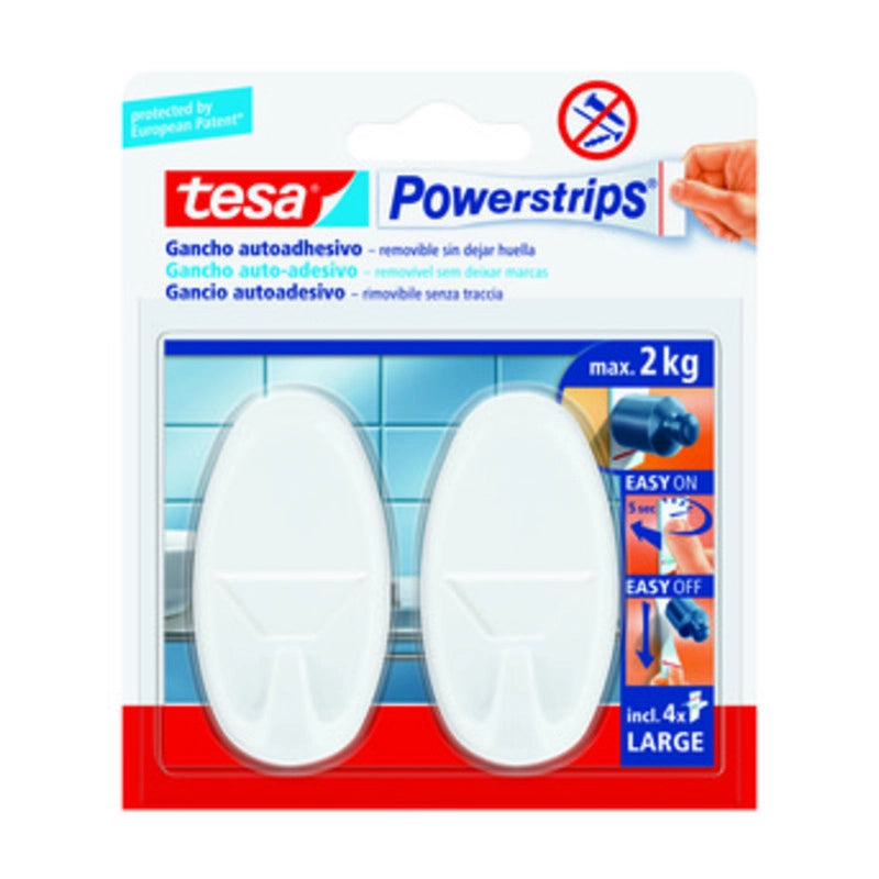 GANCIO ADESIVO TESA POWERSTRIPS GRANDE BIANCO 2 PZ- TESA- 6,0 confezione