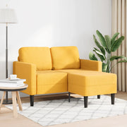 Divano 2 Posti con Chaise longue a L-Sofa 2 Posti con Chaise Giallo Chiaro 125 cm Lino