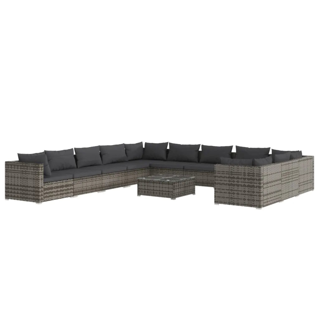 Set Divani da Giardino 12 pz con Cuscini in Polyrattan Grigio cod mxl 40496