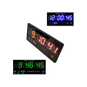 Trade Shop - Orologio Digitale Da Parete A Muro Led Blu Rosso Verde Datario Temperatura Data -