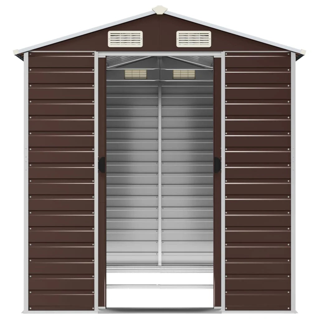 Casetta da giardino cabina ripostiglio casetta da esterno robusta casetta per attrezzi 191 x 215 x 198 cm acciaio zincato marrone 02_0022269