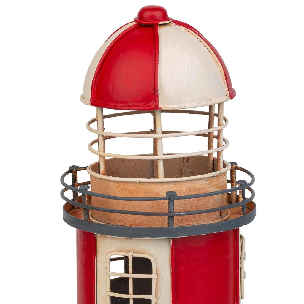 Faro salvadanaio in metallo rosso 12x12x31h