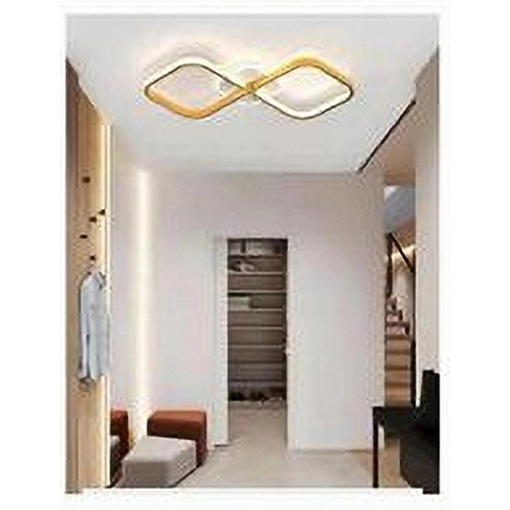 Trade Shop - Plafoniera Led 20w Intrecciato Quadrato Oro Da Soffitto Moderno Luce 6500k 71309 -