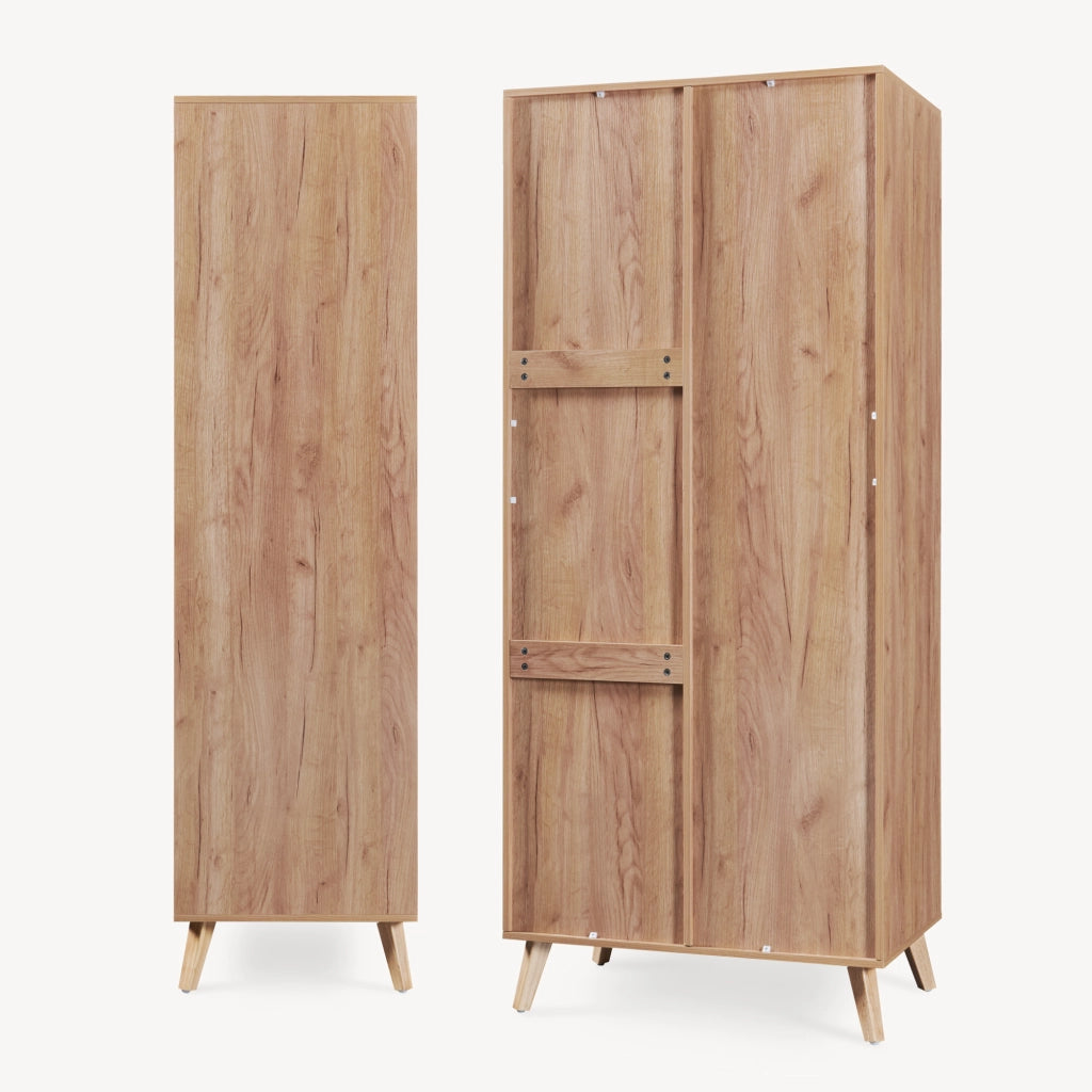 Armadio Guardaroba Norg con 2 Ante e 4 Scomparti 191x80x52 cm - Effetto Rovere [en.casa]