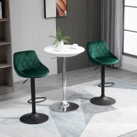 Set 2 Sgabelli da Bar, Altezza Regolabile con Base in Metallo e Seduta in Velluto, Sgabelli Moderni con Schienale e Poggiapiedi, 46x48x83-104 cm, Verde