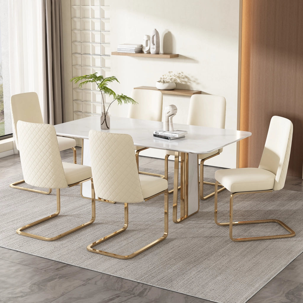 SEDIA da pranzo in velluto beige, set da 6 pezzi