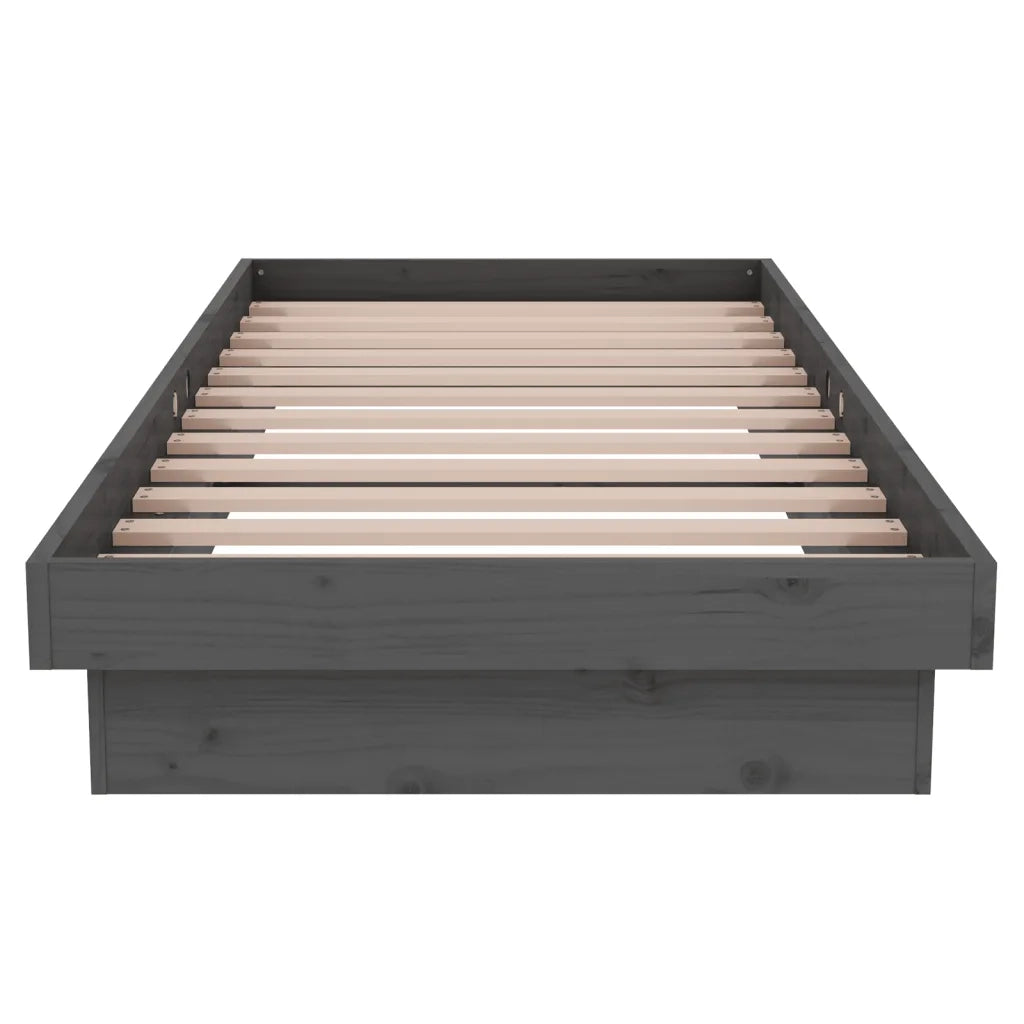 Giroletto-Struttura Letto in Legno Massello Grigio 75x190 cm Small Single 465916