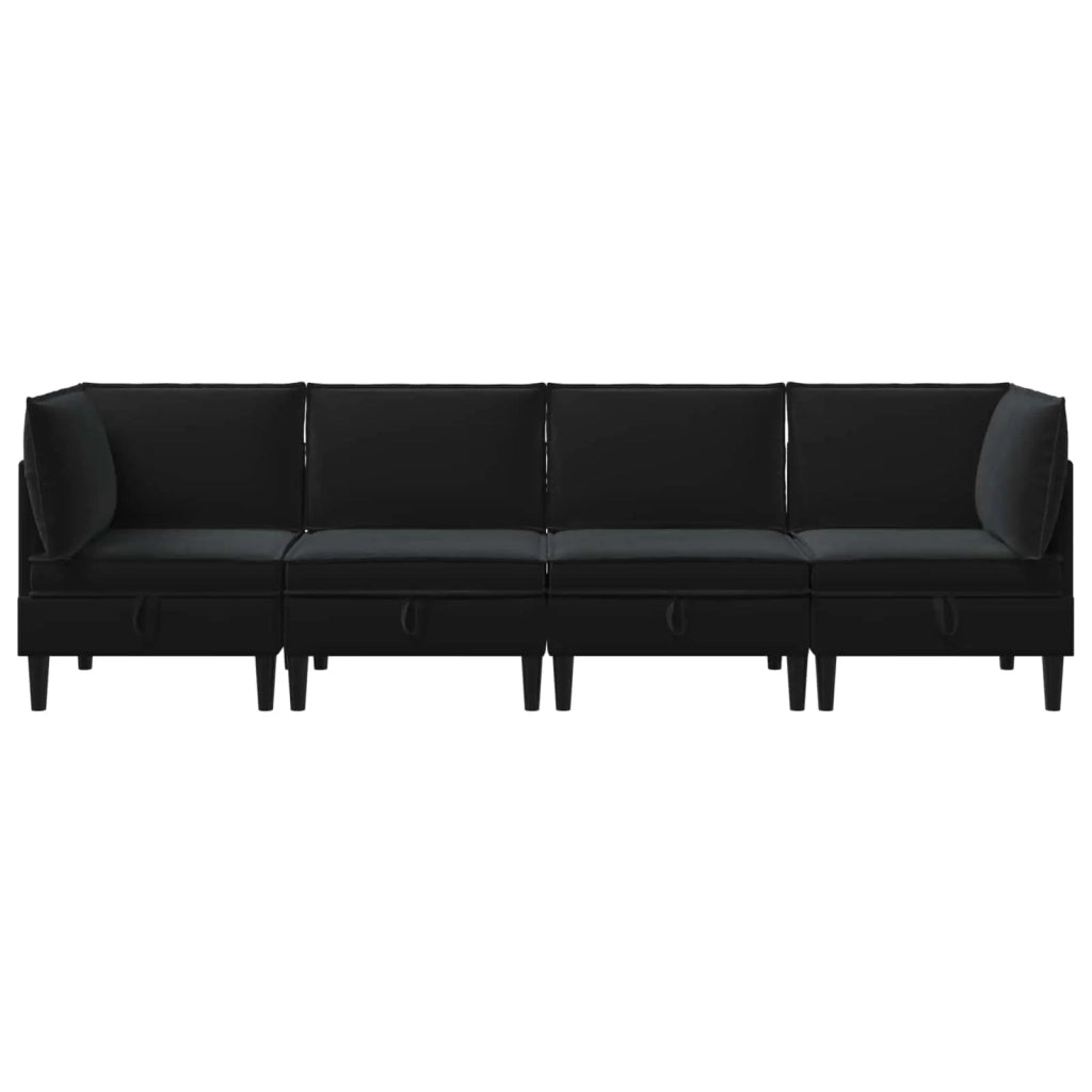 Set di mobili per il soggiorno con cuscino 4 pcs Nero Velluto
