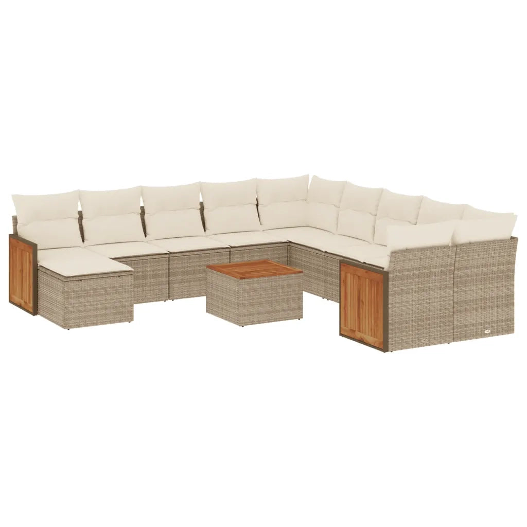 Set Divani da Giardino 12 pz con Cuscini Beige in Polyrattan 3228256