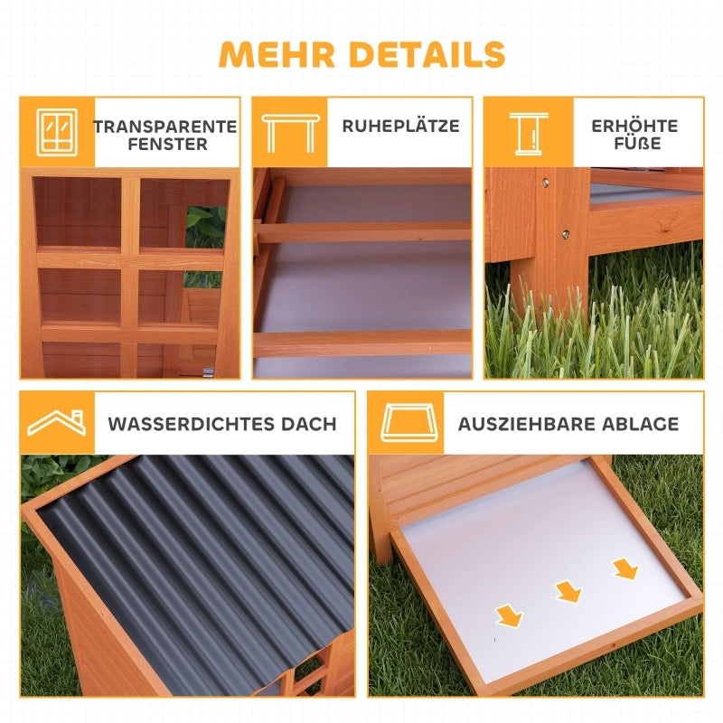 GALLINARIO per 4-6 galline 100x86x100 cm legno di abete e plastica arancione