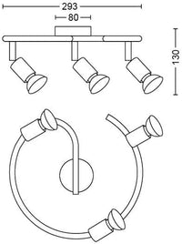 PLAFONIERA LIMBALI 3 FARETTI GU10- PHILIPS- 1,0 pz