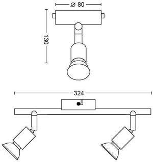 BARRA LIMBALI 2 FARETTI GU10- PHILIPS- 1,0 pz
