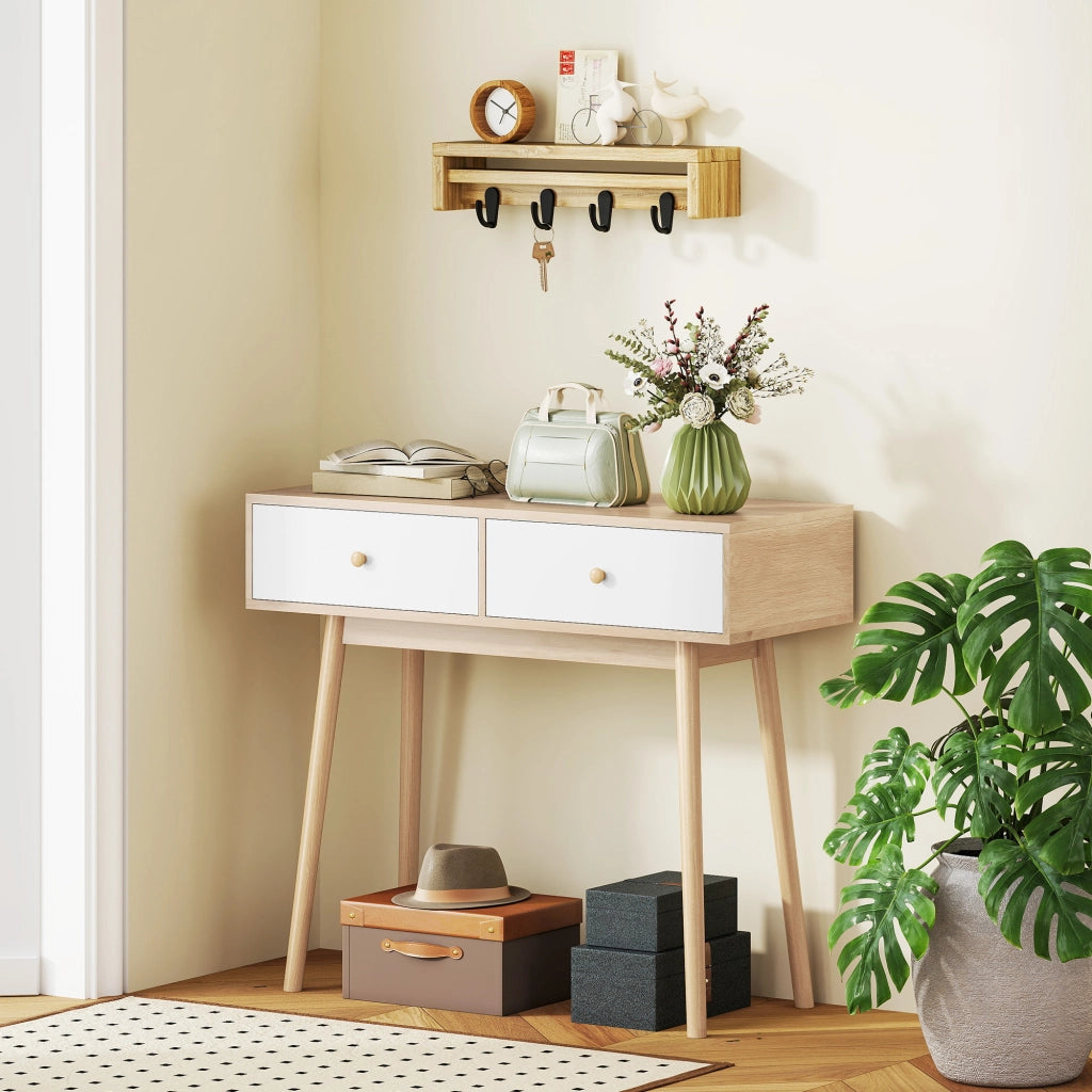 Tavolo Consolle Moderno con 2 Cassetti ¨C Zephmum ¨C Robe e Bianco 86x35x75 cm