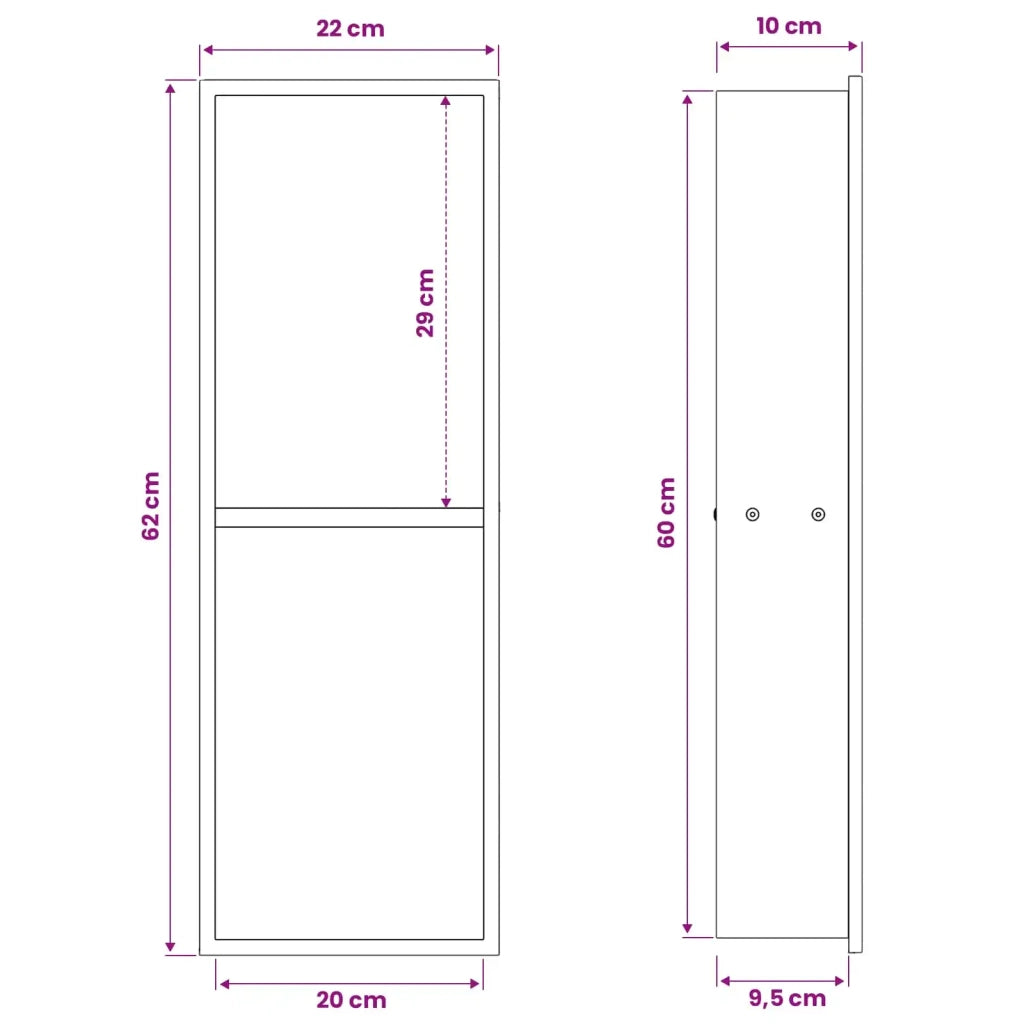 Nicchia per doccia Bianco 60 x 20 x 9,5 cm Acciaio inossidabile 42012664
