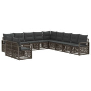 Set Divano da Giardino 11 pcs Grigio polyrattan 3435764
