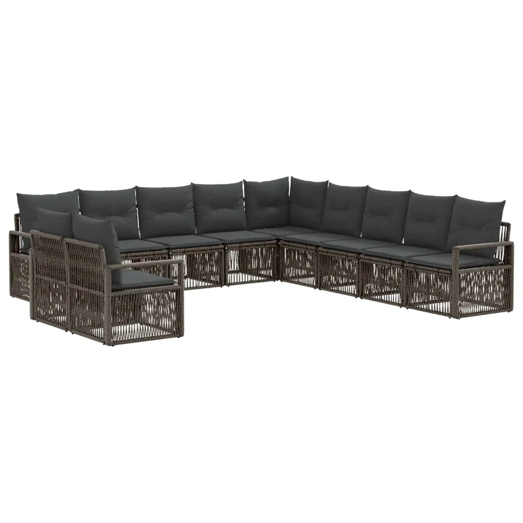Set Divano da Giardino 11 pcs Grigio polyrattan 3435764
