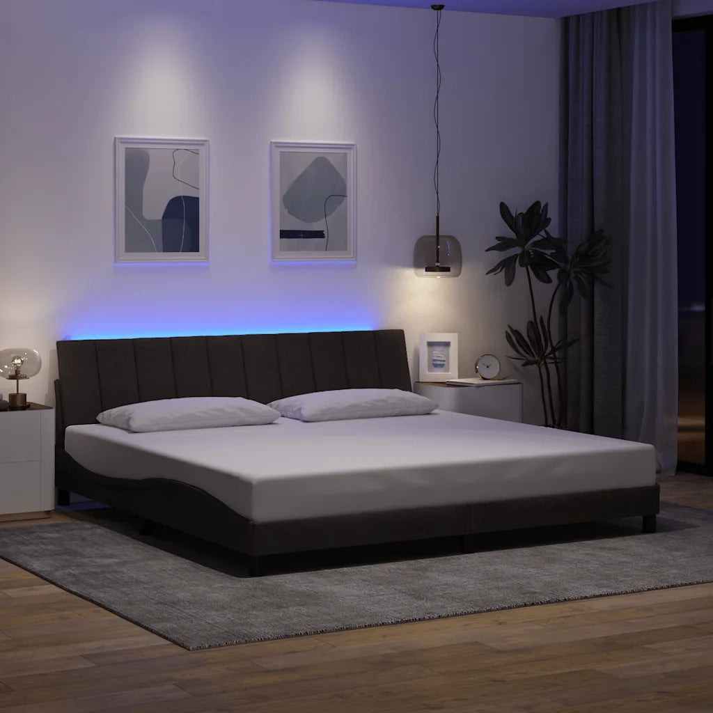 Giroletto senza Materasso Hanko Marrone Scuro 200x200 cm in Tessuto 3310485