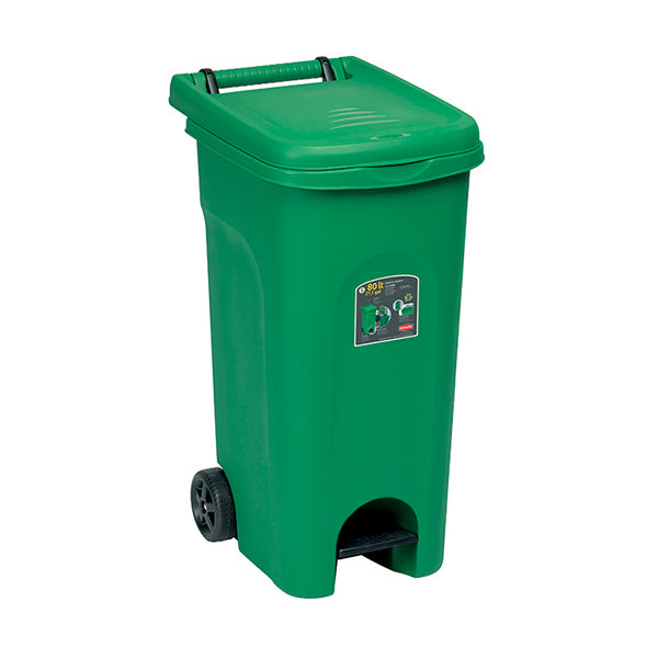 BIDONE URBAN ECO SYSTEM CON PEDALE LT.80- - cm.51x40x79,5h. - verde - 1 pezzi STEFANPLAST