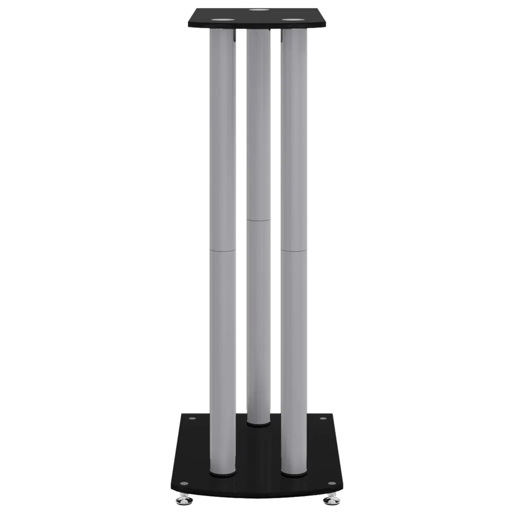 Pedane Casse 2 pz Nero Argento Vetro Temperato Design 3 Pilastri CFW5869845