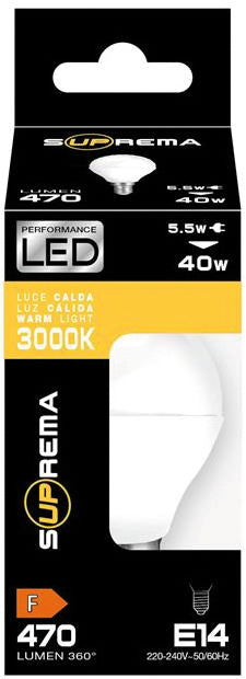 Suprema LAMPADA A LED SFERETTA E14 luce fredda 5 W - 470 lumen 3.00 pz