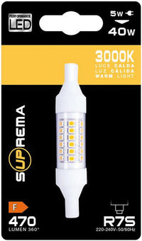 Suprema LAMPADA LED LINEARE R7S mm. 78, Luce calda 4,8 W - 470 lumen 6.00 pz