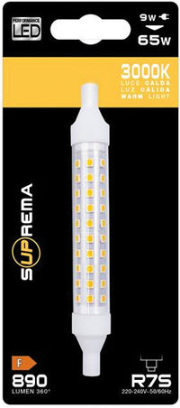 Suprema LAMPADA LED LINEARE R7S mm.118, Luce naturale 9 W - 890 lumen 12.00 pz