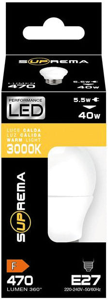 Suprema LAMPADA A LED SFERETTA E27 luce fredda 5 W - 470 lumen 3.00 pz