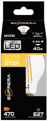 Suprema LAMPADA A FILAMENTO LED GOCCIA E27 Luce naturale  8,5 W - 1055 lumen 3.00 pz