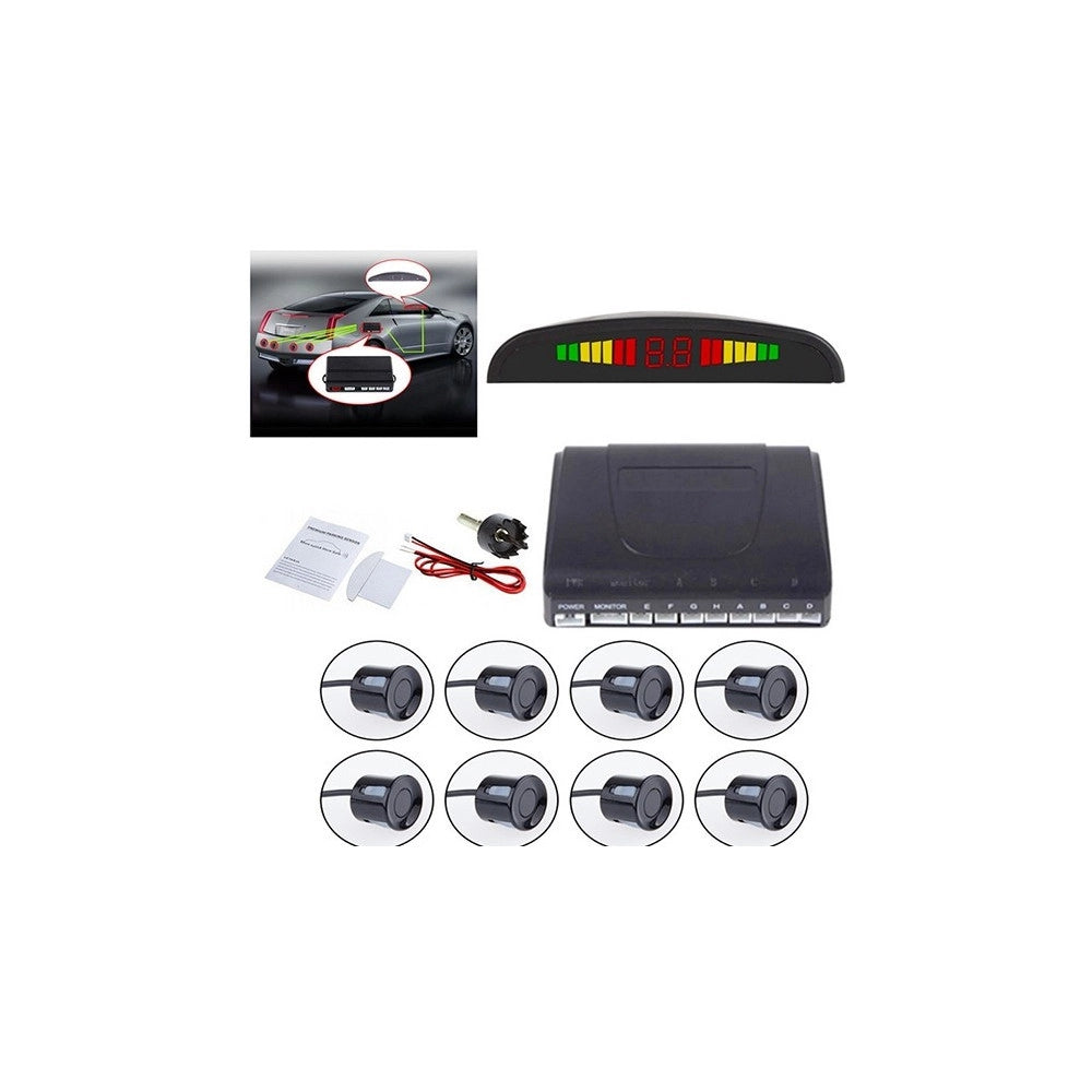 Trade Shop - Kit 8 Sensori Di Parcheggio Auto + Display Led+suono + Radar Cicalino Acustico -