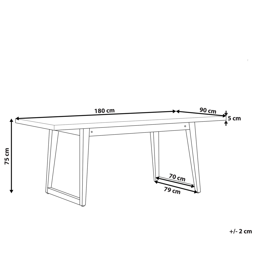 Tavolo da pranzo per esterni Piano in cemento grigio Gambe in legno chiaro Acacia Capacità 6 persone 180 x 90 cm