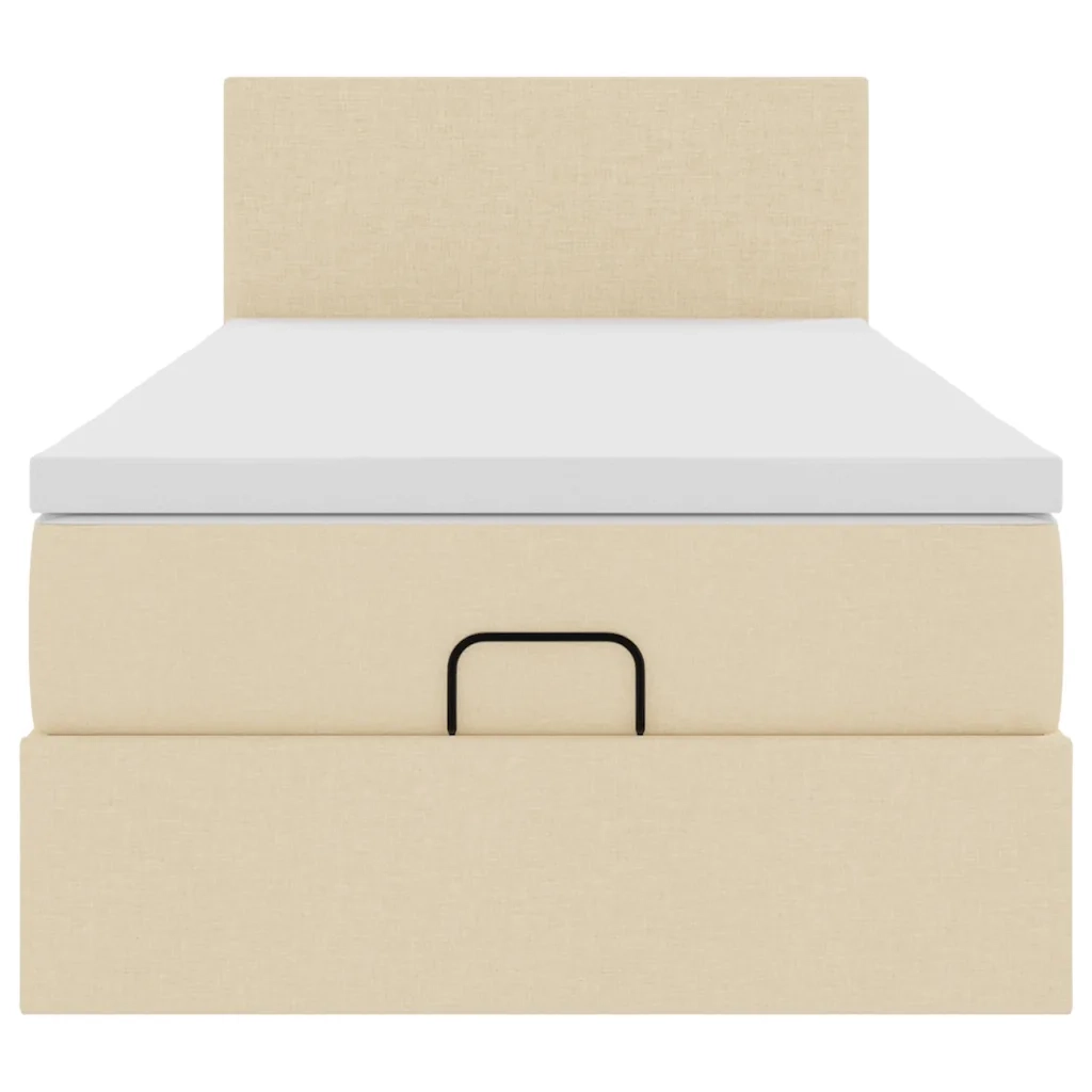 Pouf Letto con Materasso Crema 100x200 cm in Tessuto