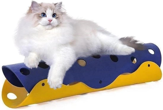 Tunnel per Gatti Pieghevole Rimovibile e Lavabile con Bottoncino Giocattolo per Puppi Gatti Conigli