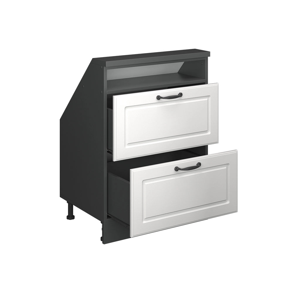 Mobile sottotetto Rion Bianco rustico/Antracite con 2 cassetti Vicco
