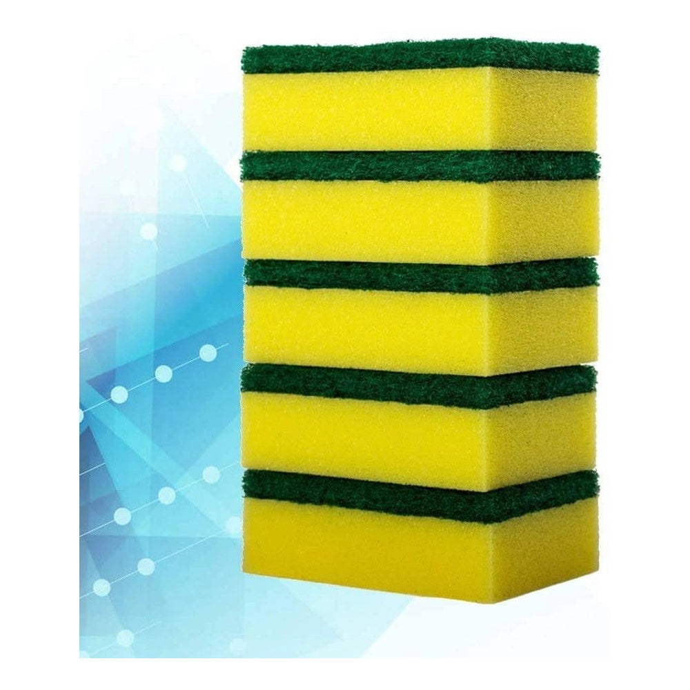 Trade Shop - 12 Spugna Per Lavare Piatti Spugnetta Con Retina Giallo Verde Graffietta Cucina -