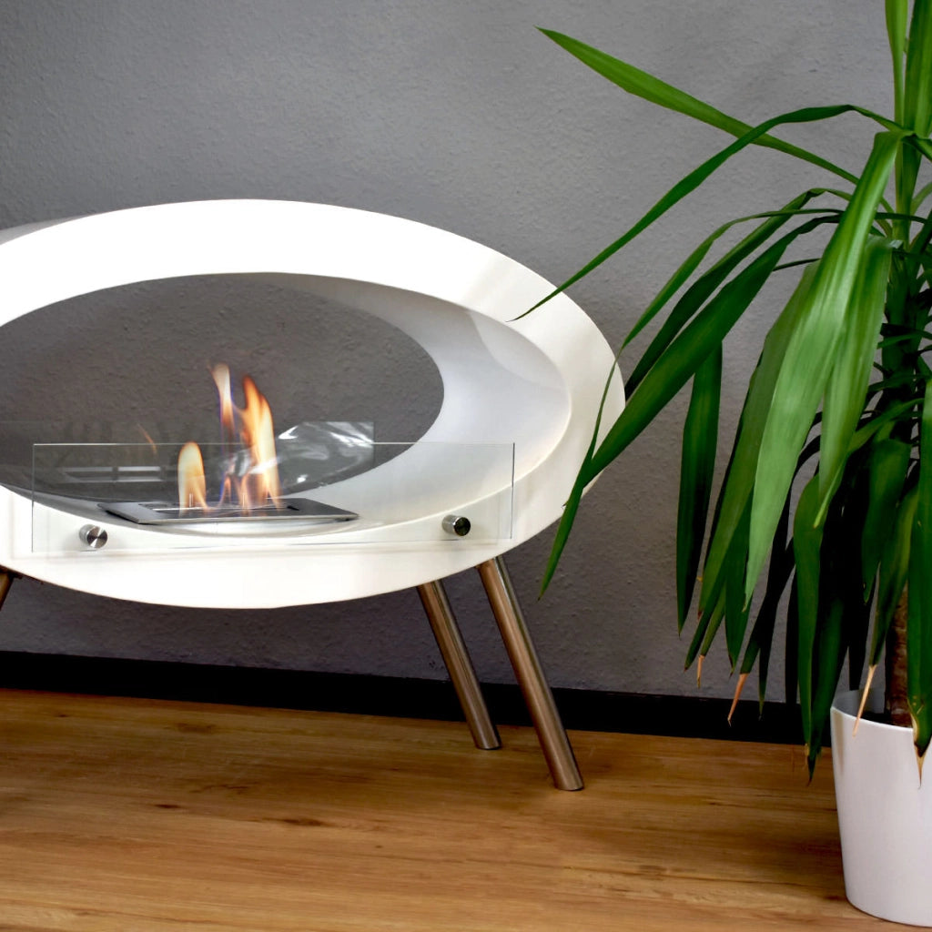 Biocamino ovale da pavimento, camino bioetanolo moderno Glow Fire Unique