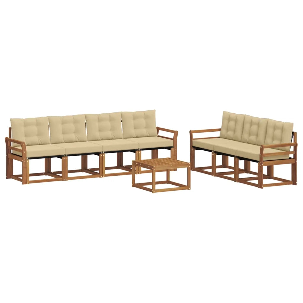 Set di divani da esterno con cuscino 8 pcs Naturale e Beige