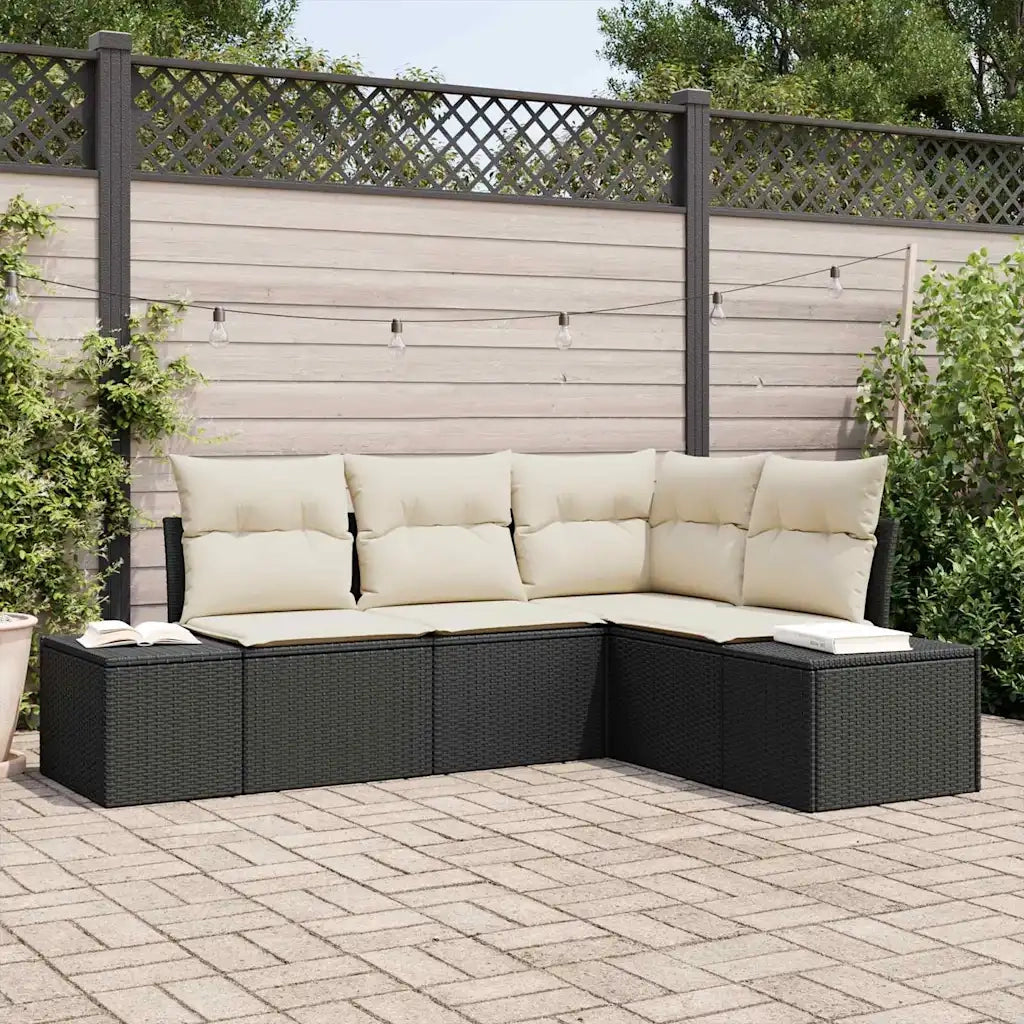 Set Divano da Giardino 4 pcs Nero polyrattan 3347037