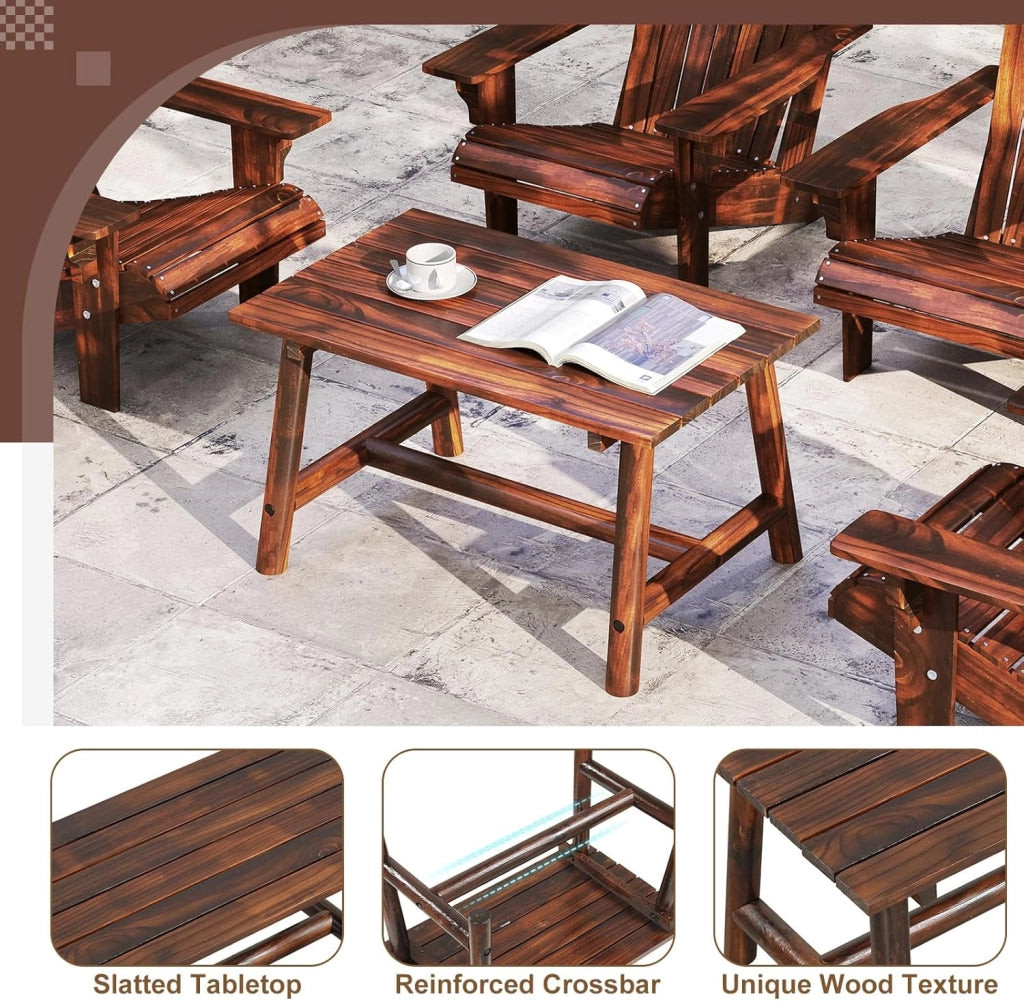 Tavolo da giardino in legno massello, tavolino ausiliario terreza esterno con carico di 125 kg, tavolino basso rettangolare con piano a doghe per balcone, patio, 90 x 55 x 50 cm (marrone)