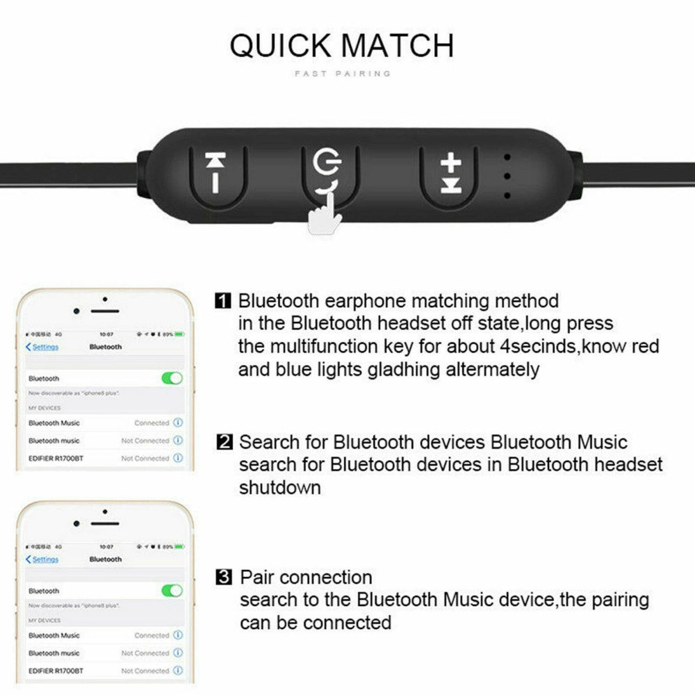 Trade Shop - Auricolari Bluetooth Magnetici Cuffie Sportive Wireless Stereo Xt-6 Fitness -