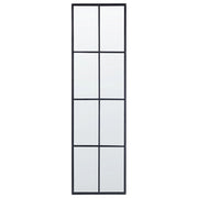 Specchio da parete a forma di finestra rettangolare con struttura in metallo di colore nero 38 x 132 cm stile moderno industriale