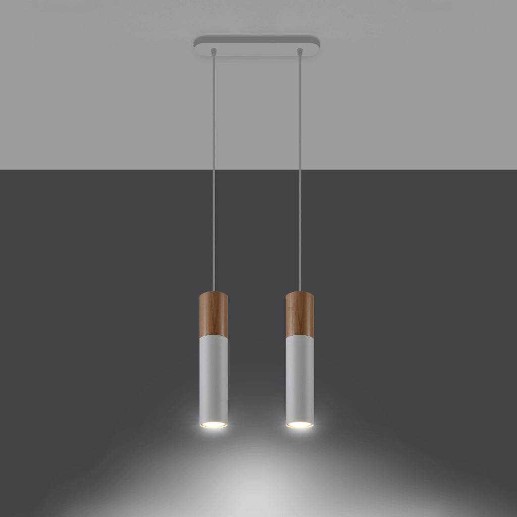Lampada da parete a LED PABLO Peach Puff a 2 luci, in legno bianco e acciaio, 30x6x90cm