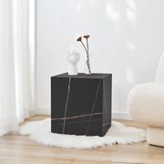 Tavolino Ellelu a Forma di Cubo 45 x 40 x 40 cm - Effetto Marmo Nero [en.casa]